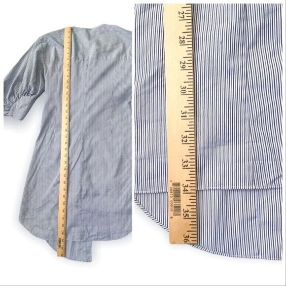 Tibi Stripe Asymmetrical Shirt Dress, Size 00, Blue - Picture 12 of 12